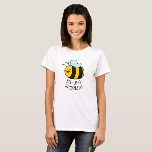 Bijengeloof in Yourself Funny Bee Pun T-shirt (Voorkant volledig)