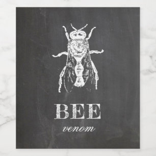 Bijengif. Chalkboard Halloween feest. insect Wijn Etiket