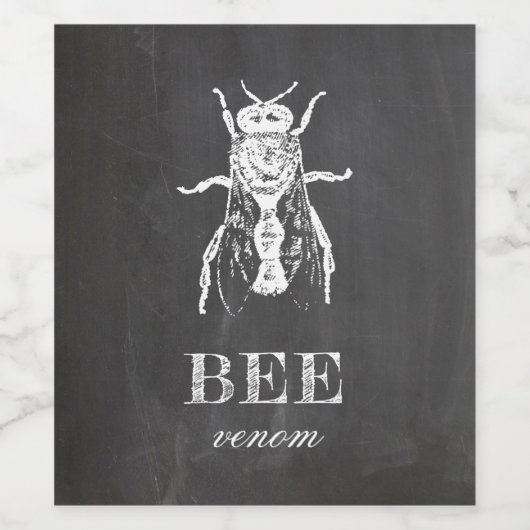 Bijengif. Chalkboard Halloween feest. insect Wijn Etiket (Enkel label)