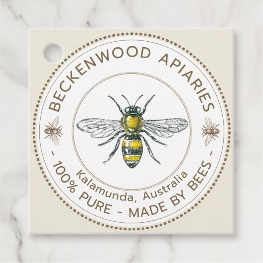  bijenhoning kraft Neck Label Bijenteler (Voorkant)
