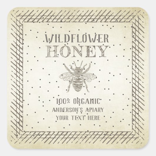 bijenhoningpot vierkante sticker (Voorkant)