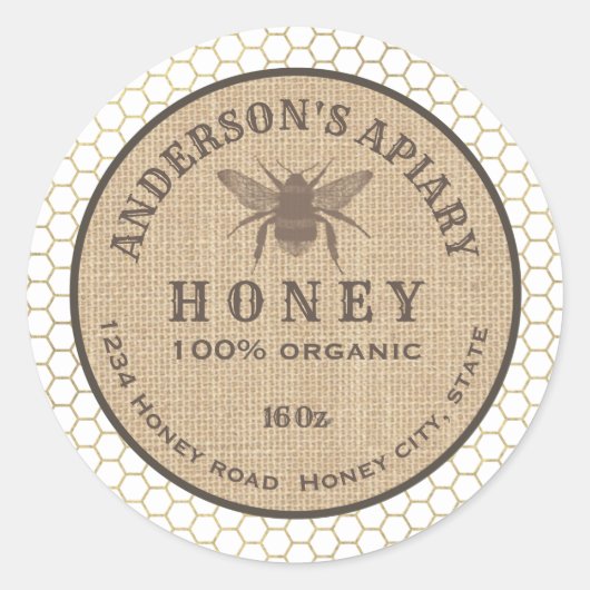 bijenhoningraathoningraat ronde sticker (Voorkant)