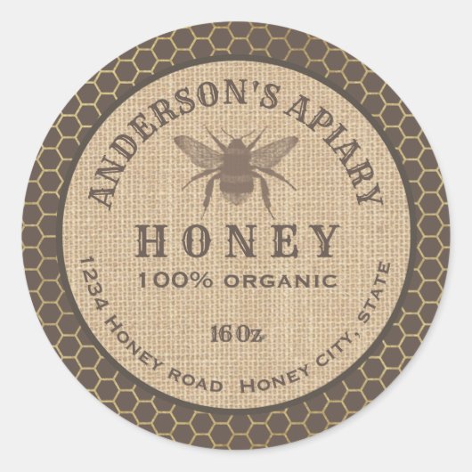  bijenhoningraathoningraat ronde sticker (Voorkant)