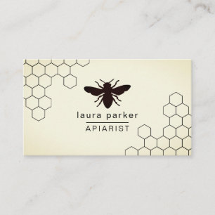 Bijenhoningverkoper Apiarist Black White Hexagon Visitekaartje