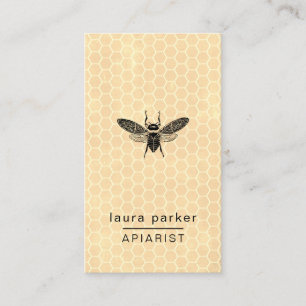 Bijenhoningverkoper Apiarist Rustic Brown Hexagon Visitekaartje