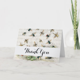 Bijenhoningwerker Queen Bees Antiek Bedankkaart