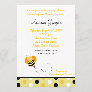 Bijenhop Bumble Bee Baby shower Invitation 5x7 Kaart