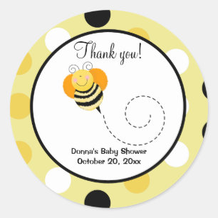 Bijenhop Bumble Bee Round Favor Sticker - Polkadot