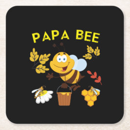 Bijenhouder Art Papa Bee Vierkante Kartonnen Onderzetter