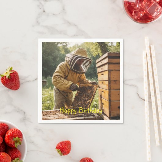 Bijenhouder en bijenkorf servet (Insitu)