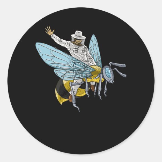 Bijenhouder op Honingbij Bijenhouder Grappig Ronde Sticker (Voorkant)