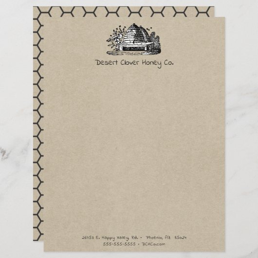 Bijenhouderij Apiary Fresh Honey Zakelijk briefpap (Voorkant / Achterkant)