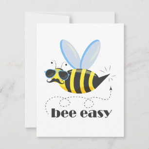 Bijenkarakter met snor zonnebril Bee Easy Feestdagenkaart