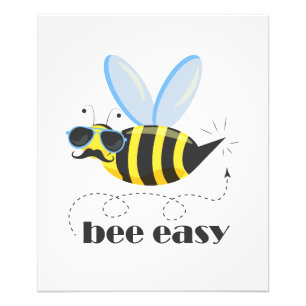 Bijenkarakter met snor zonnebril Bee Easy Foto Afdruk