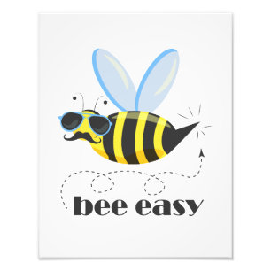 Bijenkarakter met snor zonnebril Bee Easy Foto Afdruk