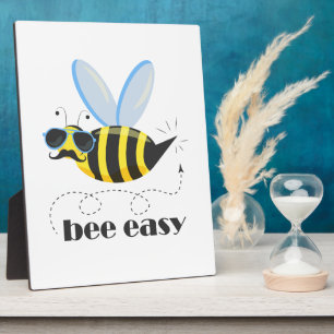Bijenkarakter met snor zonnebril Bee Easy Fotoplaat