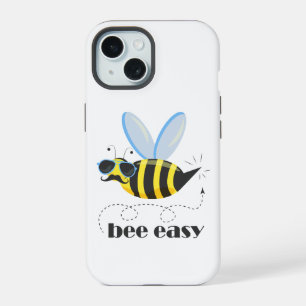 Bijenkarakter met snor zonnebril Bee Easy iPhone 15 Hoesje