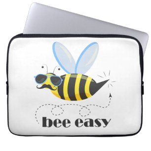 Bijenkarakter met snor zonnebril Bee Easy Laptop Sleeve