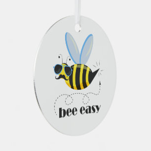 Bijenkarakter met snor zonnebril Bee Easy Metalen Ornament
