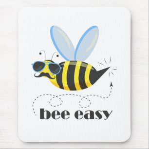 Bijenkarakter met snor zonnebril Bee Easy Muismat