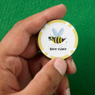 Bijenkarakter met snor zonnebril Bee Easy Poker Chips