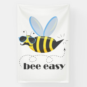 Bijenkarakter met snor zonnebril Bee Easy Spandoek