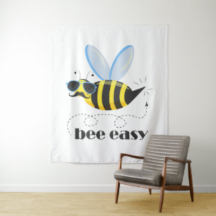 Bijenkarakter met snor zonnebril Bee Easy Wandkleed