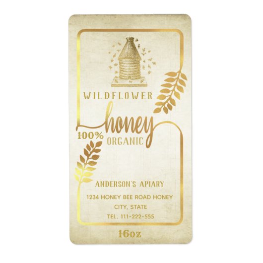 bijenkast voor goudhoningbijenkast etiket (Voorkant)