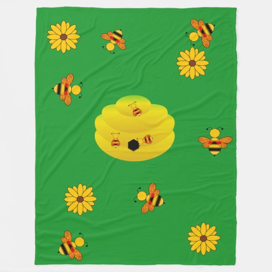 Bijenkooi Fleece Deken (Voorkant)