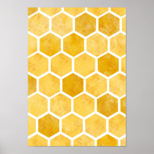 Bijenkorf gele bij kunstposter poster