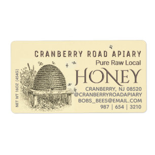 bijenkorf met bijen honing verzending sized geel etiket