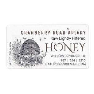 bijenkorf met bijen honing verzending sized wit etiket