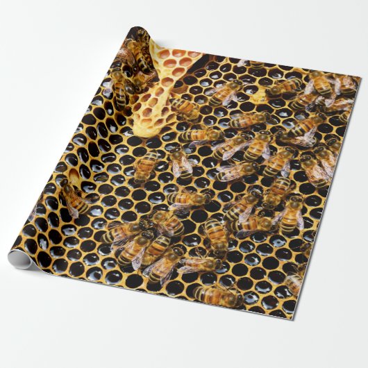 Bijenkorf met Honeycomb Up Close Cadeaupapier (Uitgerold)