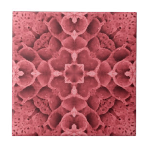 Bijenkorf roze geometrisch hoek bloemontwerp tegeltje