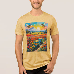 Bijenkorven Klaprozen En Bijen Bij Levendige Zonso Tri-Blend Shirt