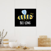 Bijenlange Funny Long Insect Bee Pun Dark BG Poster (Keuken)