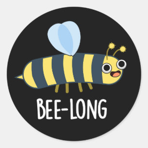 Bijenlange Funny Long Insect Bee Pun Dark BG Ronde Sticker