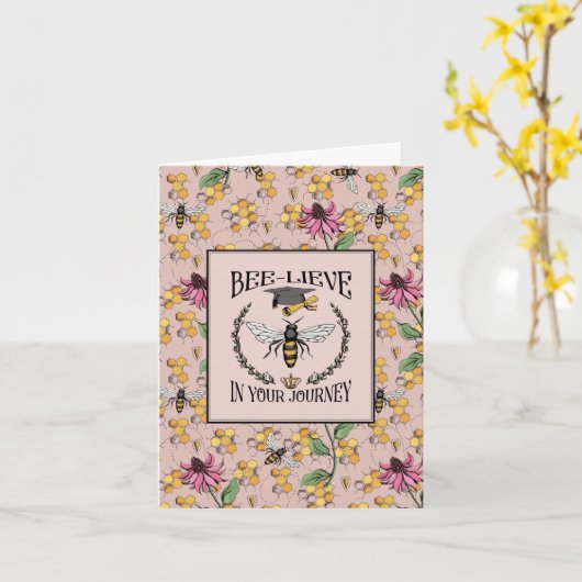 Bijenleven in Uw Reis Bijen Afstuderen Kaart (Gele Bloem)