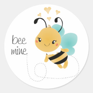 Bijenmijn Bumblebee Geel Zwart Ronde Sticker