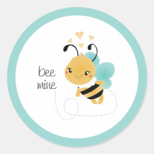 Bijenmijn Bumblebee Geel Zwart Ronde Sticker