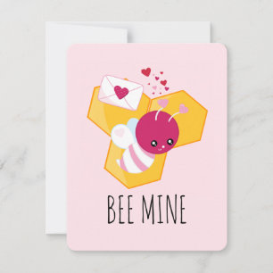 Bijenmijn Cute Bee met Valentijn Hearts Feestdagenkaart