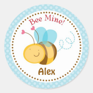 Bijenmijnstickers (blauw) - jongens voor kinderen ronde sticker