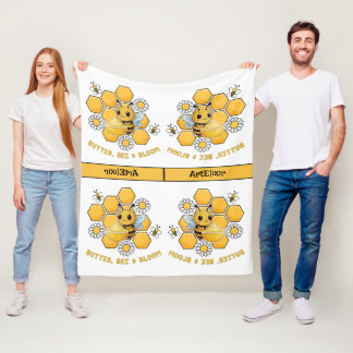 Bijenpatroon omgekeerd fleece deken