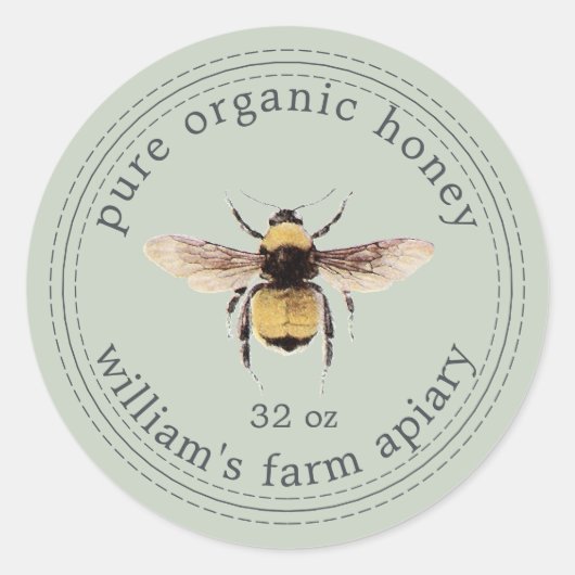Bijenpot Etiket Honingbij Imkerij Pastelgroen (Voorkant)