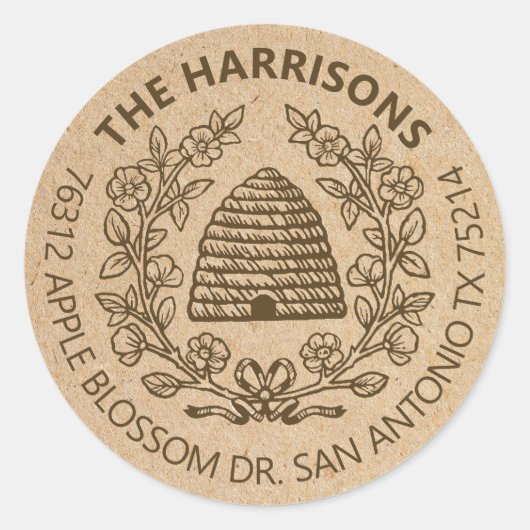  bijenresterend adreslabel ronde sticker (Voorkant)