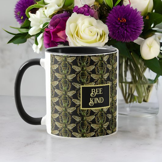 Bijensoort Elegant Gold en Black Bee Pattern Mok
