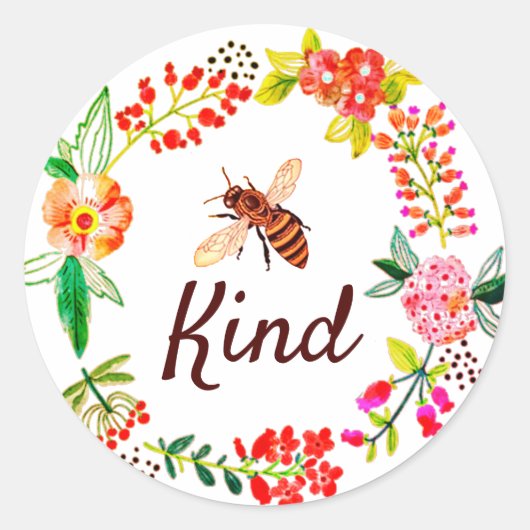 Bijensoort floraal ronde sticker (Voorkant)