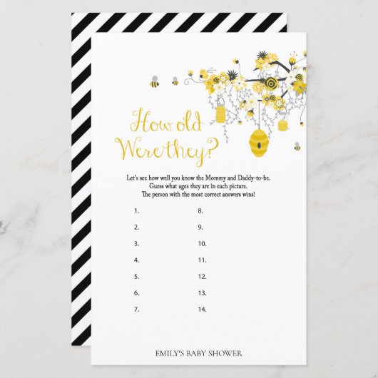 Bijenspel - hoe oud waren ze? (Voorkant / Achterkant)