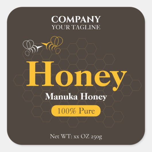 Bijenteelt bewerkbare Honey Jar Label Sticker (Voorkant)