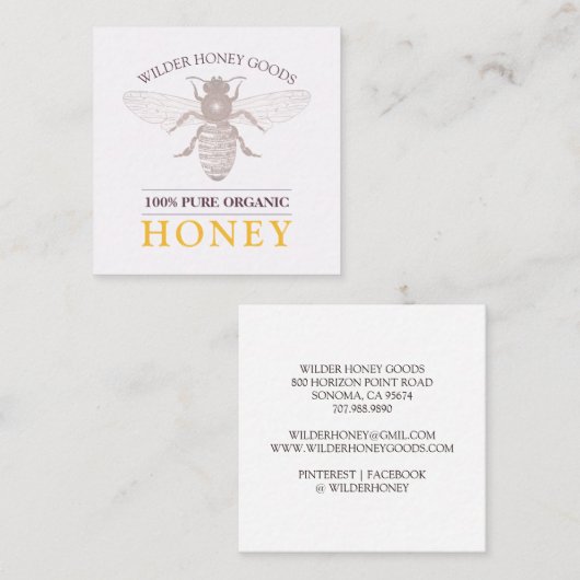 Bijenteelt Honingbijenkast Apiary Square Visitekaa Vierkante Visitekaartje (Voorkant / Achterkant)